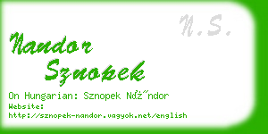 nandor sznopek business card